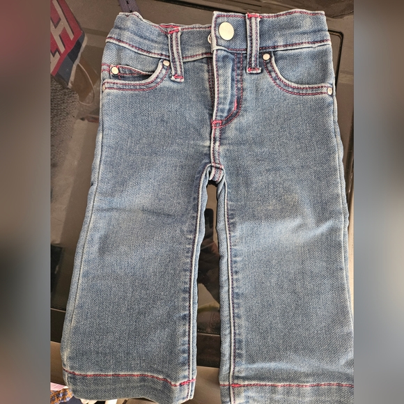 Wrangler Kids Blue Jeans with Pink Stitching - Picture 1 of 5